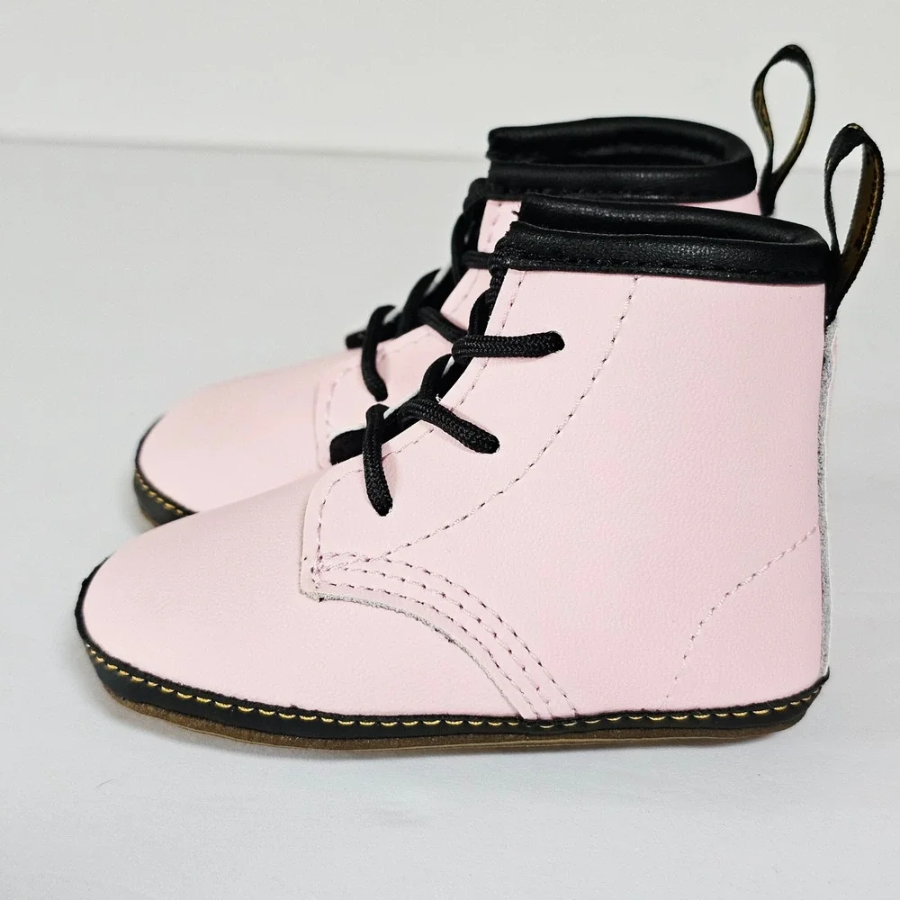 Infant Dr Martens Pink Crib Boots Soft Sole Lace Up Baby Shoes 1460 Style